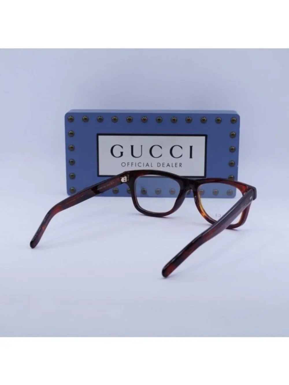 Gucci GG1526O 003 Square Eyeglasses Shiny Reddish Havana 52mm